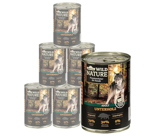  Wild Unterholz getreidefrei zuckerfrei für ausgewachsene Rind Wildschwein Lamm 6x 400g Dose 2.4