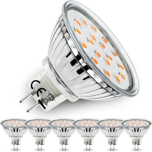 Allesgute 6er Set GU5.3 MR16 LED Warmweiß Lampen 5W ersetzt für 45W Halogen Lampe 450lm LED Birne Leuchtmittel AC DC 12V Spot -Nicht Dimmbar