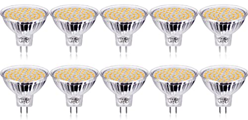 GVOREE MR16 GU5.3 LED Lampen 450lm Ersatz für 40W Halogenlampen 5W 12V AC DC Warmweiß 120 Ausstrahlungswinkel LED-Reflektorlampe mit GU5.3 Sockel 10er Pack