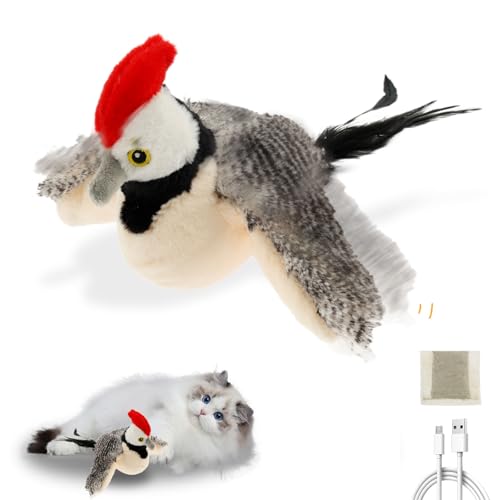  Vogel Flattern Elektrisch USB   Große Größe 24 23 6CM   Vogeljagd Fliegender Vogel mit   Vogelgeräusche Weich Langlebig Abnehmbar