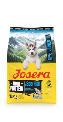 JOSERA Junior High Protein Seefisch 1 x 3 kg Premium Trockenfutter für aktive Hunde ab der 6. Lebenswoche Lachs Süßkartoffel getreidefrei proteinreich L-Carnitin Taurin 1er Pack