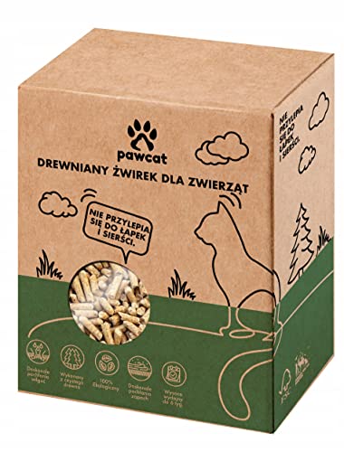 PAWCAT Katzenstreu Holz Alternative Klumpstreu für Katzen mit Duft Natürliche Holzstreu aus ökologischen Kiefern-Holz Pellets Katzenzubehör Wohnung 10 Liter 15KG 30L