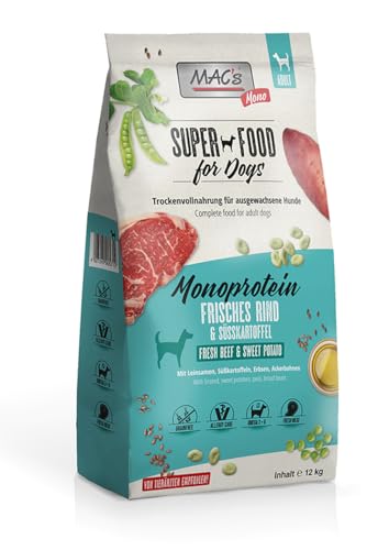 Mac s Dog Trockenfutter für Hunde Monoprothese Rindfleisch und Süßkartoffelgeschmack 12 kg