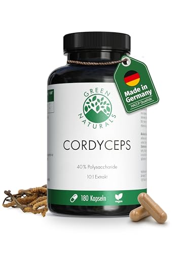 Cordyceps Sinensis - 400mg je Tagesdosis - WICHTIG 10 1 Extrakt 14000mg Cordyceps je Dosis 40% bioaktiven Polysacchariden - Green Naturals