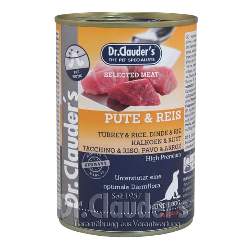 Dr. Clauders Dog Pute Reis 6X 400g Hundefutter nass