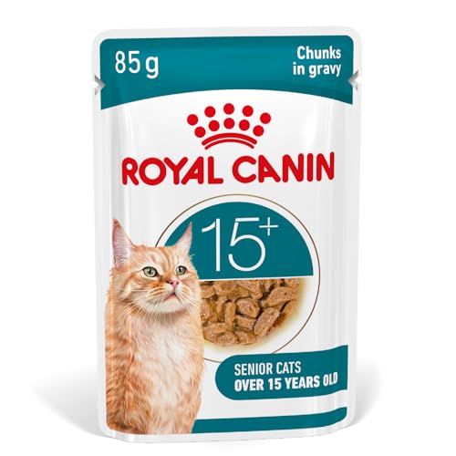 ROYAL CANIN AGEING 15 Gravy 12 x 85 g Nassfutter für Senior Katzen ab dem 15. Lebensjahr Formel mit dem HealthyAge7 Advanced Complex Stückchen in Soße