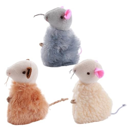 Hperu Katzenminze-Maus 3 Stück Plüsch niedliches weiches Katzenspielzeug Maus interaktives nachfüllbares Katzenminze-Spielzeug zum Zahnen Spielzeug für Kätzchen