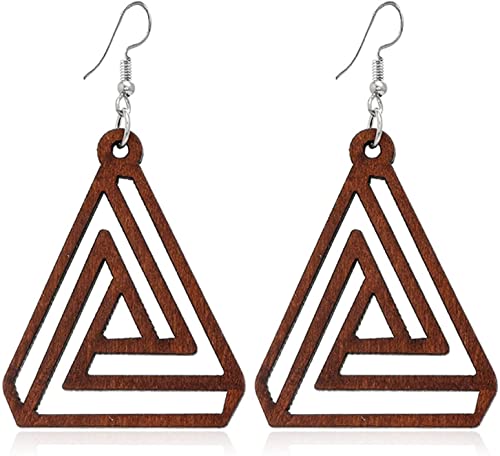 Holz Baumeln Tropfen Ohrringe für Frauen Natürliche Holz Teardrop baumelnde Creolen Ethnische Statement Leichte Anhänger Ohrringe