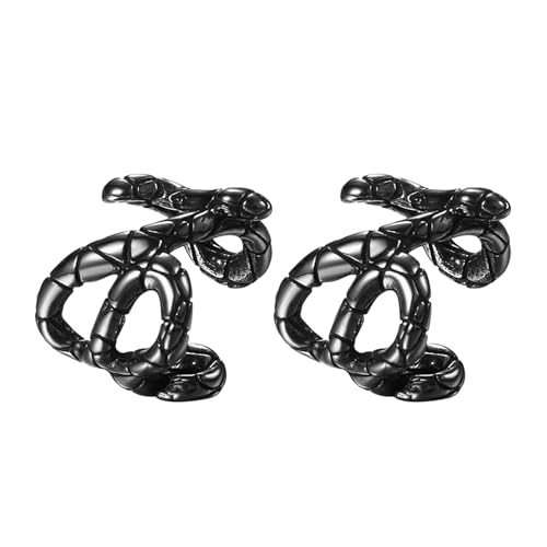 JewelryWe Schlangen Knorpel Ohrclips Herren Edelstahl Schlangenförmige Ohrklemme Ohrmanschette Fake Piercing Creolen Ohrringe Ohne Loch für Männer Frauen