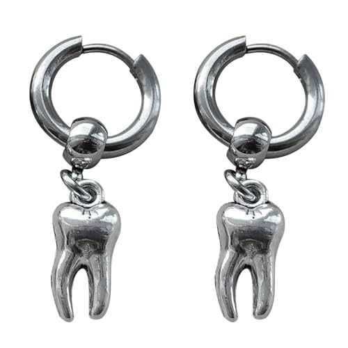 Edelstahl Zahn für Damen und Herren Y2K Schmuck Ohrstecker baumelnd koreanische Mode Damen Einheitsgröße Wie beschrieben Wie beschrieben
