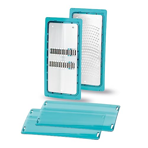 Nicer Dicer Chef Professional Gemüseschneider Reib-Einsätze Set 2-tlg. - Zubehör Julienne Reibe-Einsatz Feiner Reibe-Einsatz Schutzabdeckung. Gemüsereibe Käsereibe