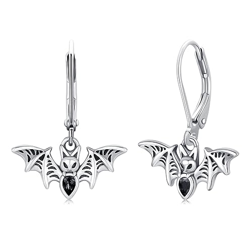 Fledermaus Ohrringe 925er Sterling Silber Gothic Fledermaus Creolen Halloween Weihnachts Schmuck Geschenke für Damen Mädchen