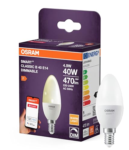 Osram SMART LED Lampe B40 Kerzenform E14 4.9W ZigBee 3.0 dimmbar 2700K warmweiß App Steuerung Alexa Smart Home