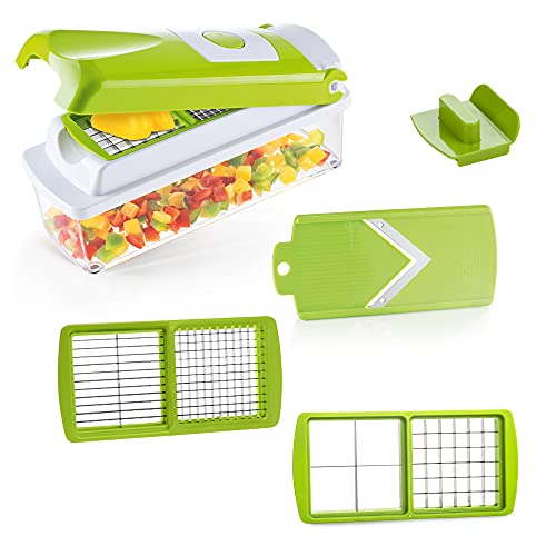 Genius Nicer Dicer Smart 6 tlg. Grün  üseschneider für Würfel Stifte Scheiben Streifen und Viertel   Salatschneider Mandoline Gurkenhobel