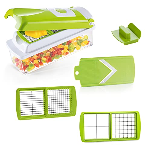 Genius Nicer Dicer Smart 6 tlg. GrÃ¼n  Ã¼seschneider fÃ¼r WÃ¼rfel Stifte Scheiben Streifen und Viertel   Salatschneider Mandoline Gurkenhobel