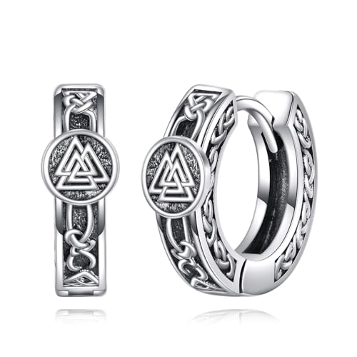 Wikinger Ohrringe S925 Sterling Silber Wikinger Creolen keltische Herren Ohrringe Wikinger Schmuck Geschenke für Männer Frauen Damen