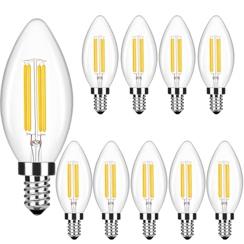 ITALASA E14 LED Warmweiss 2700K ersetzt herkömmliche 40W Glühbirnen 4W Lampe in Kerzenform Filament Glas Vorteilspack mit 10 Leuchtmittel