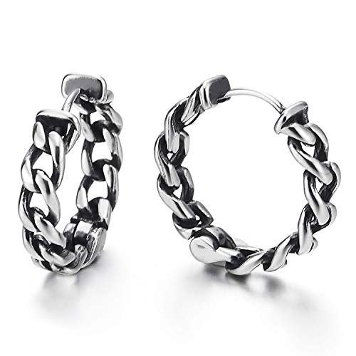 Paar Hexagon Edelstahl Glatte Creolen für Herren Damen Edelstahl Huggie Ohr Manschette Ohrringe