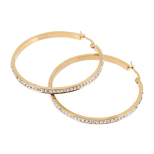 LALADEFIEE Creolen Damen Ohrringe Titan Loop Ohrringe Mode Frauen Ohrschmuck Strass Für Geburtstage Hochzeiten Clubs Bars Weihnachten