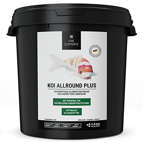 FIVE ELEMENTS Koi Allround Plus 8 4 kg hochwertiges Ganzjahres-Futter für Koi Lachsöl Kurkuma zur natürlichen Farbverstärkung