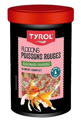 TYROL Flocken für Goldfische Rotfisch Alleinfuttermittel auf Basis essentieller Nährstoffe Getreide und pflanzliche Proteinextrakte 200 g 1000 ml