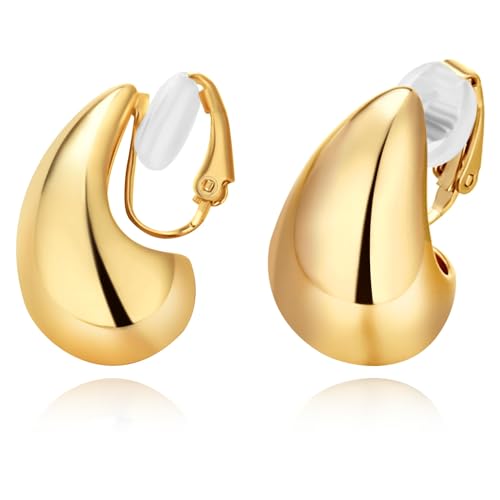 NATOSU Gold Ohrringe Ohrclips aus 18 karätigem Gold Ohrmanschetten Ohrringe aus 18 karätigem Gold trendige Wassertropfen-Creolen vergoldete Ohrringe Weihnachtsohrringe