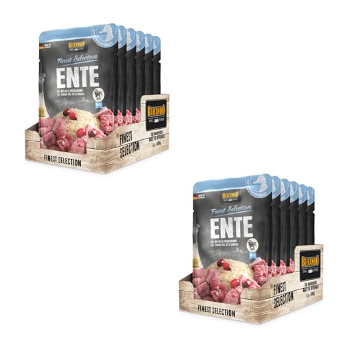Belcando Finest Selection Adult Ente mit Reis und Preiselbeeren Doppelpack 2 x 6 x 300 g Feuchtnahrung für Sensible oder wählerische Hunde Praktischen Einzelportionen