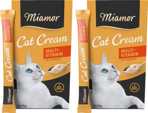 Miamor Cat Snack Cream Multi-Vitamin 2er Pack 6x15g 1 Gratis-Sachet Eine gesunde Belohnung ohne unnötige Zusatzstoffe leckerer Schleck-Snack