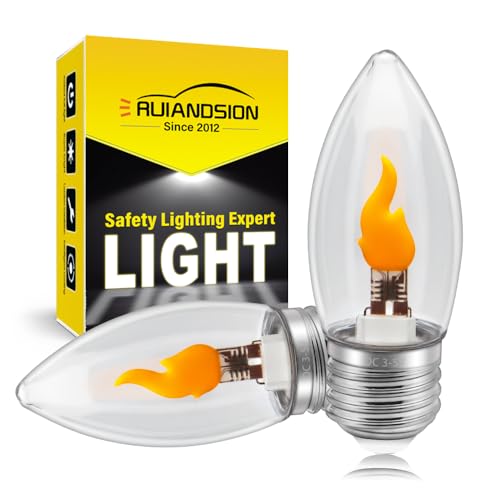 Ruiandsion 2 Stück Flammeneffekt LED-Lampen E27-Sockel C35 flackerndes Warmweiß 2700K 3V-5V Gleichstrom 0 5W Heimbeleuchtung für Party- und Festdekoration