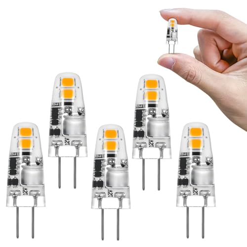 I-SHUNFA G4 Led Lampen 1.2W Warmweiß 3000K LED Birnen 12V Ersatz für 10W-15W Halogenlampen 120lm Nicht Dimmbar Klein LED Glühbirnen für Dunstabzugshaube Küche 5er Pack