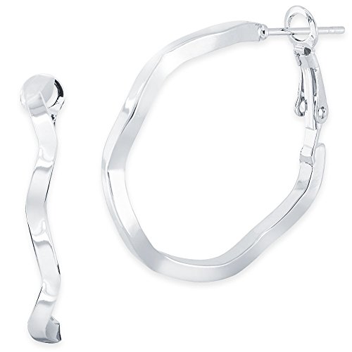 Soul-Cats 1 Paar Creolen Zickzack gebogen Hoops Ohrringe silbern Größe 3 cm