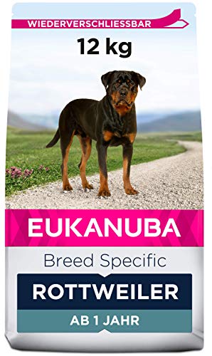 Eukanuba Breed Specific Rottweiler Trockenfutter - optimal auf die Rasse abgestimmtes Premium Hundefutter mit Huhn 12 kg