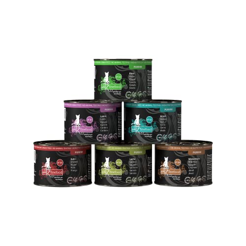 catz finefood Purrrr Collection II - Monoprotein Katzenfutter nass - getreidefrei zuckerfrei hypoallergen - hoher Fleischanteil - Multipack Nassfutter für Katzen - im Beutel 6 x 200g