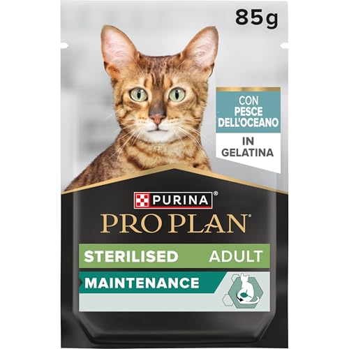 Purina Pro Plan Sterilised Nassfutter für Erwachsene Katzen sterilisiert in Gelee Meeresfisch 26 Beutel 85 g