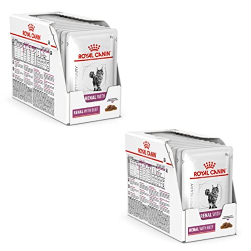 Royal Canin Veterinary Renal Beef Doppelpack 2 x 12 x 85 g Diät-Alleinfuttermittel für ausgewachsene Katzen Zur Unterstützung bei Nierenproblemen Im Frischebeutel