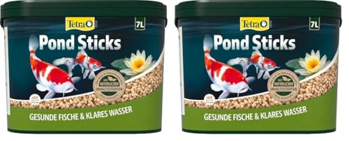 Tetra Pond Sticks - Fischfutter für alle Teichfische unterstützt gesunde Fische und klares Wasser im Teich 7 L Eimer Packung mit 2