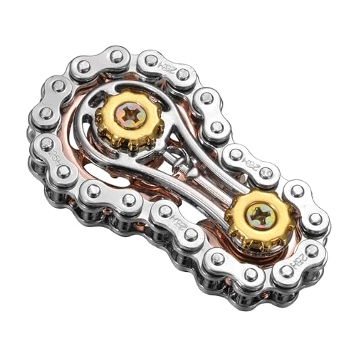Chain Gear Fidget Spinner Zinklegierung Hand Finger Spinner Gear Finger Spinning Geschenk Fahrradkette Relief Toy Kreatives Rotierendes Zahnradkettenoberteil Freizeit-und Stressabbauspielzeug