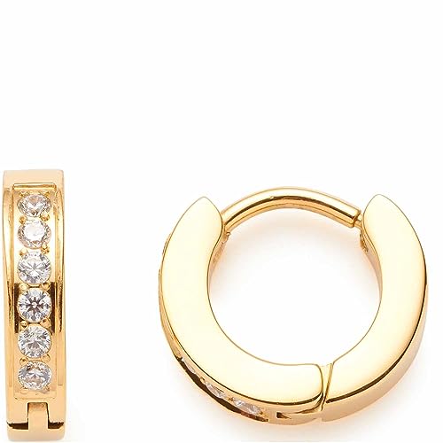 Leonardo Ciao Nani Damen Ohrringe Set aus Edelstahl IP Gold kleine Creolen mit Klappverschluss und Zirkonia Steinen Schmuck Geschenk 023331