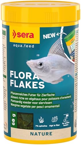 sera Flora Flakes 250 ml 60 g Pflanzenreiches Futter für Zierfische Flockenfutter fürs Aquarium Pflanzenfutter aus Flocken mit ballaststoffreichen Inhaltsstoffen Hohe Futterverwertbarkeit