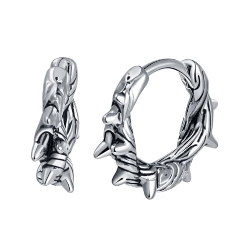 Yumilok Vintage Spitze Reben Creolen Ohrringe Ohrstecker Edelstahl Unisex Ohrstecker Herren Damen Ohrringe Huggie Earrings Ohringestecher Knorpel Piercing