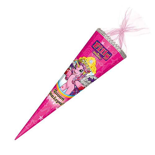 Nestler 7857745s   Schultüte 12 eckig Cassiopeia mit Glitzer Organza und Textilborte 85 cm