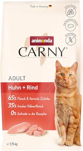 animonda Carny Trockenfutter Huhn und Rind 1x 1 75kg Trockenfutter für ausgewachsene ohne Zucker und Getreide mit frischem Hühnerfleisch und Rinderprotein