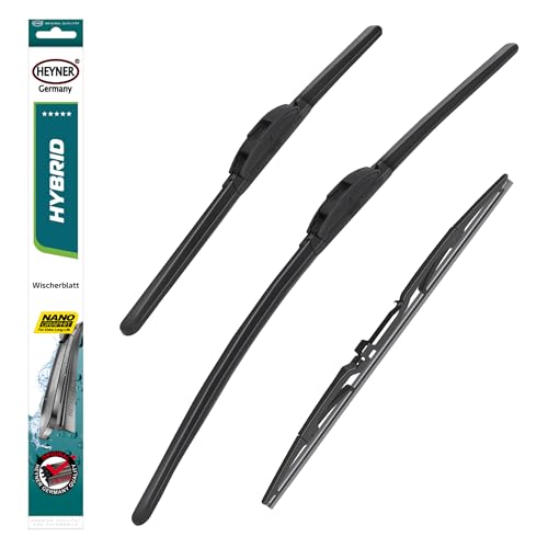 HEYNER Scheibenwischer Set mit Heckscheibenwischer passend für SSANGYONG KORANDO 02.2012-10.2024 HYBRID Flachbalkenwischer Front- und Heckwischer