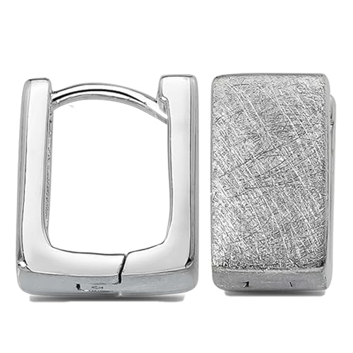 Cassini Eckige Creolen aus 925 Sterling Silber Matt gebürstete Damen-Ohrringe mit modernem Design Klappverschluss nickelfrei antiallergisch Eleganter Statement-Schmuck für jeden Anlass 3CST