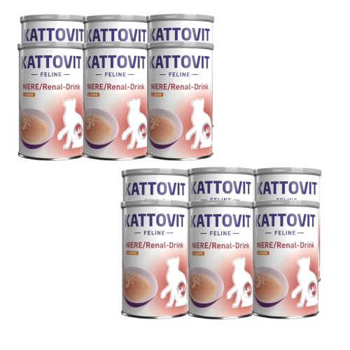 Kattovit Niere Renal-Drink Huhn 12er Pack 12 x 135 ml Ergänzungsfuttermittel für ausgewachsene Katzen Fleischstückchen mit Huhn Zur Unterstützung der Nierenfunktion