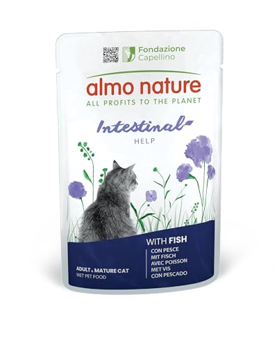Almo Nature Functional - Intestinal Help - Nassfutter für Erwachsene und reife Katzen mit empfindlichem Darm - mit Fisch - Unterstützung für das Mikrobiom - 70 g Packung mit 30