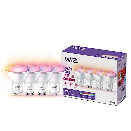 WiZ GU10 LED Lampe Tunable White Color dimmbar 50W 16 Mio. Farben smarte Steuerung per App Stimme über WLAN Viererpack