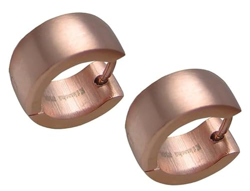 Edelstahl Damen Ohrringe Rotgold Matt Ros gold Klapp Creolen 13mm 6mm Bogen Gewölbt ER15133