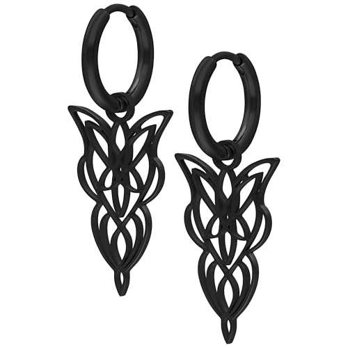 Wildcat Ohrringe - Little Elves Hoops - Creolen aus Edelstahl mit Anhänger - wasserfest langlebig hautverträglich - schwarz