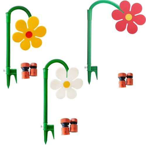 3PCS Crazy Daisy Sprinkler Sonnenblumensprinkler für Garten breite Deckung Dancing Daisy Sprinkler 360 rotierende Gartensprinkler bewegendes Blumensprinkler-Bewässerungssystem für Gartenrasen
